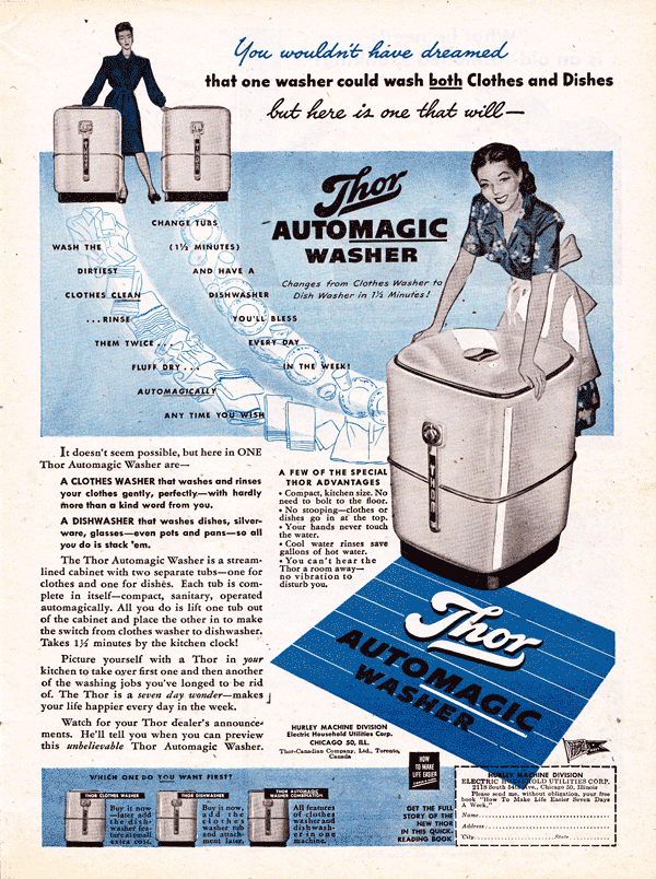 1945 Thor Authomatic Washer Ad