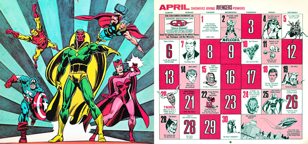 1975 Marvel Comics Calendar - April