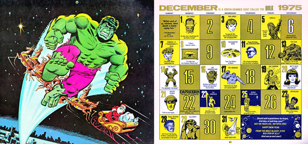 1975 Marvel Comics Calendar - December