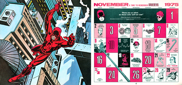 1975 Marvel Comics Calendar - November