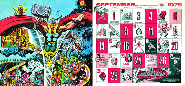 1975 Marvel Comics Calendar - Spetember