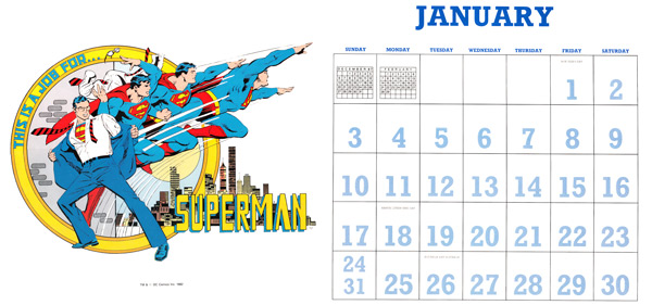 DC Comics Calendar 1988/2016 January