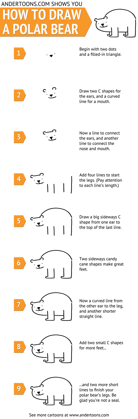 How to draw a cartoon polar bear