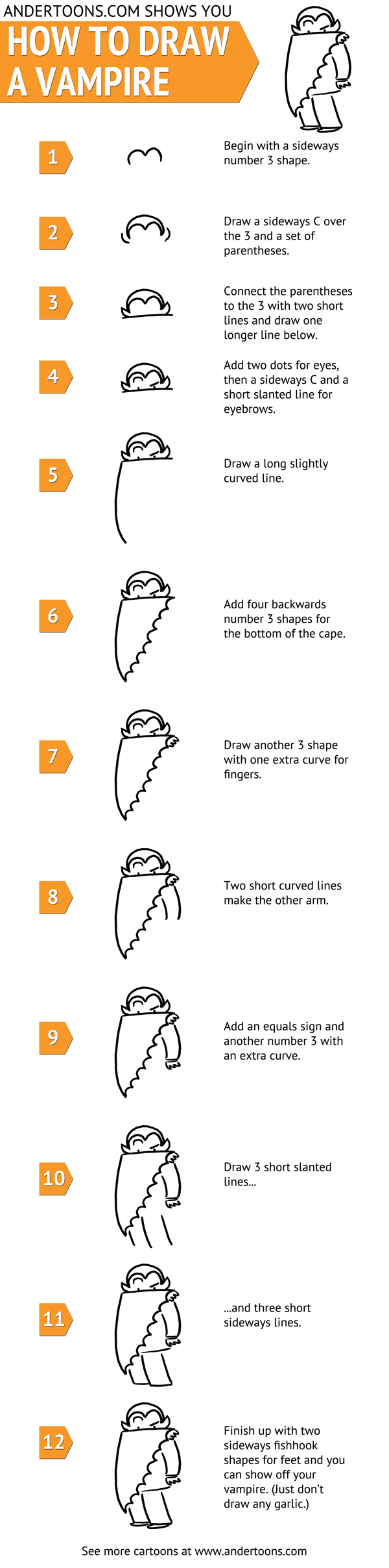 How to draw a cartoon vampire